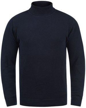 Solid Rollkragenpullover Sdkarlos Strickpullover Mit Perlstrickmuster - Blau