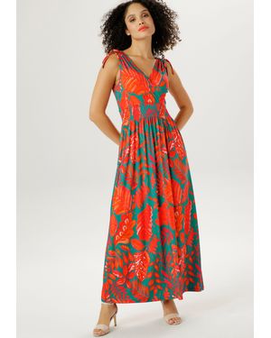 Aniston SELECTED Sommerkleid mit breiten Trägern zum Raffen - Rot