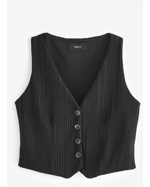 Next Anzugweste Plissierte Weste im Tailored Fit (1-tlg) - Schwarz