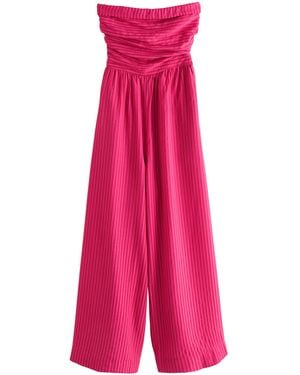 Next Bandeau-Jumpsuit aus Seersucker (1-tlg) - Pink