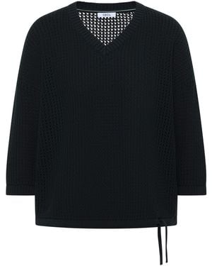 Cecil Ajourpullover TOS_Crochet V-neck - Schwarz