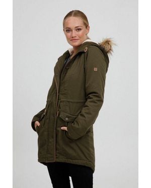 Oxmo Parka Oxanna Parka Mit Kunstfell-Kapuze - Grün