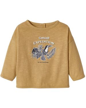 VERTBAUDET Langarmshirt Baby Shirt mit Dschungelprint - Natur