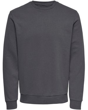 Only & Sons Basic Sweatshirt Langarm Pullover ohne Kapuze ONSCERES CREW NECK NOOS - Grau