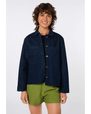 Sublevel Jeansjacke Jacke Denim Overshirt mit Brusttaschen - Blau