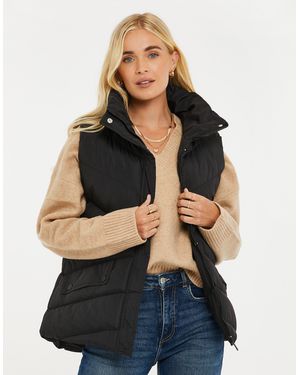 Threadbare Softshellweste THB Ladies Hazzi Quilted Gilet (1-tlg) mit hohem Kragen - Schwarz