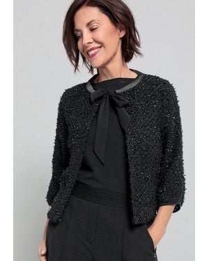 Bianca Jackenblazer Thea Aus Fancy-Bändchengarn - Schwarz