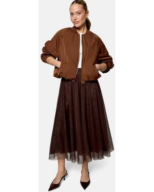 Zero Midirock Damen Mit Falten Material - Braun