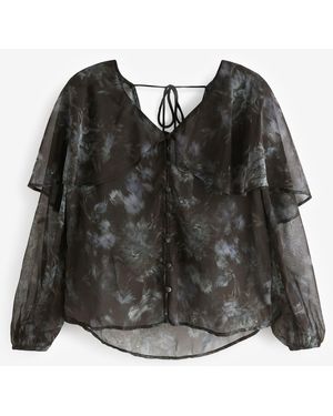 Next Langarmbluse Langärmelige Capebluse (1-tlg) - Schwarz
