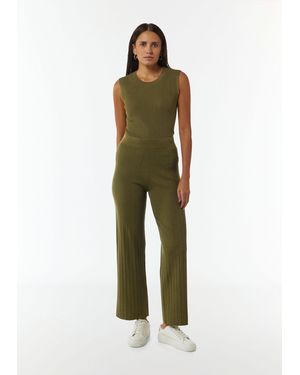 comma casual identity Stoffhose Strickhose mit Rippstruktur - Grün