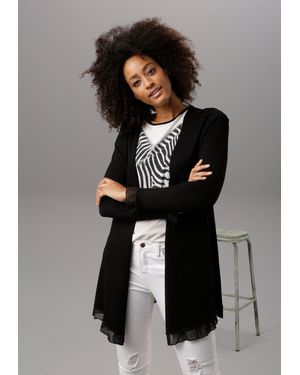 Aniston SELECTED Cardigan mit Chiffon-Abschlüssen - Grau