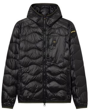 Blauer Daunenjacke Wave Herren Winterjacke, Steppjacke, Mantel, Parka, Outdoorjacke - Schwarz