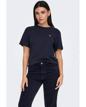 Jdy Kurzarmshirt Pisa S/S Print Top Jrs Noos Baumwolle, Regular Fit - Blau