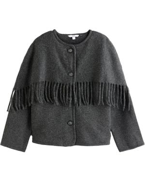 Next Kurzmantel PREMIUM Mantel mit Cape aus Wollgemisch (1-tlg) - Schwarz