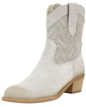 Felmini Stiefelette Veloursleder Cowboy Stiefelette - Grau