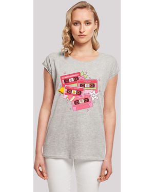 F4NT4STIC Shirt Weihnachten Retro Song Tapes Pink Premium Qualität, Weihnachts-Kollection - Grau