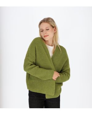 halsüberkopf Accessoires Strickjacke vorne offen aus hochwertigem Wollmix! - Grün