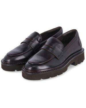 Salamander Slipper Loafers F31Ay1601000-6100 Damen Glattleder Slipper - Schwarz