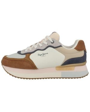 Pepe Jeans Rusper Class Damen Sneaker Turnschuhe, Sportschuhe, Freizeitschuhe, Halbschuhe, Schnürschuhe - Weiß