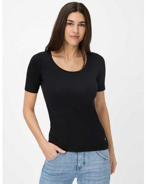 Brax Kurzarmshirt Style Cora Jersey: T-Shirt Im Baumwoll-Modal-Mix - Schwarz