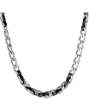 Firetti Edelstahlkette Schmuck Geschenk Edelstahl Leder Halsschmuck Halskette Panzerkette - Braun