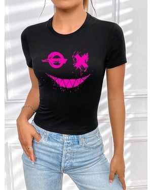 Rmk T- Shirt Top Sommer Basic Rundhals Smily Smiley - Mehrfarbig