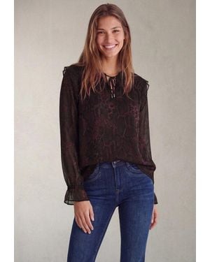 STREET ONE STUDIO Langarmbluse Mit Chiffon-Layer - Blau