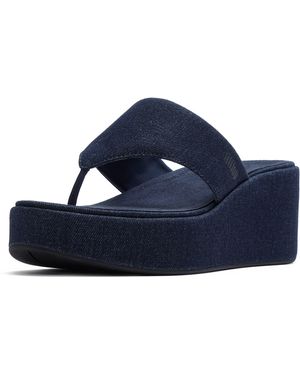 Fitflop PLATFFORMS DENIM WEDGE TOE-POST SANDALS Dianette Plateau - Blau