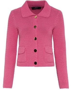 Hallhuber Strickpullover Cropped Cardigan Aus Kompaktem Baumwolle-bändchenstrick - Pink