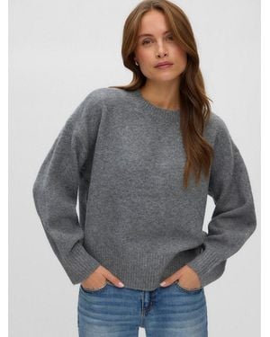 Vero Moda Strickpullover Vmsif Ls O-Neck Pullover Noos Materialmix Mit Wolle, Regular Fit - Grau