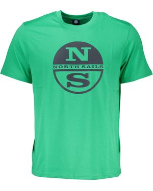 North Sails Grünes T-Shirt mit Print und Rundhals –