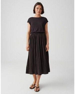 Opus Midikleid Mit Fließender Silhouette Femininer Look Mit Eleganter Länge - Schwarz