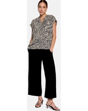 Zero Schlupfbluse Damen Mit Animalprint - Weiß