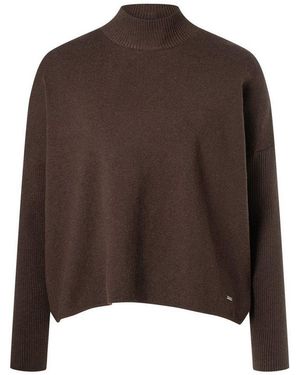 MORE&MORE Rundhalspullover Lässiger Oversized-Feinstrickpullover - Braun