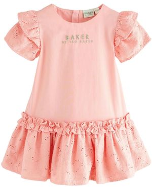 Baker by Ted Baker Volantkleid by Ted Baker Kleid mit Lochstickerei (1-tlg) - Pink