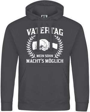 deinshirt Kapuzenpullover Vatertag mein Sohn machts möglich Mit Print Motiv, Grafik - Grau