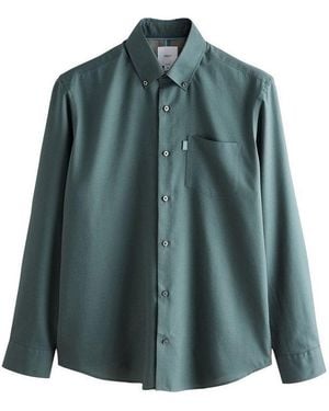 Next Langarmhemd Bügelleichtes Regular Fit Button-Down-Oxfordhemd (1-Tlg) - Grün