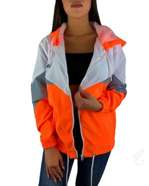 Worldclassca Windbreaker Festival Jacke 90s Blouson Regen Kapuzenjacke Sport Hoodie Übergangsjacke Wasserabweisend XS-XL - Orange