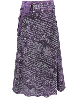 Guru-Shop Minirock Wickelrock, langer Rock mit Druckknöpfen, Boho.. alternative Bekleidung - Lila