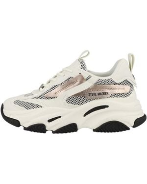 Steve Madden Possession-E Damen Sneaker Turnschuhe, Sportschuhe, Freizeitschuhe, Halbschuhe, Schnürschuhe - Weiß