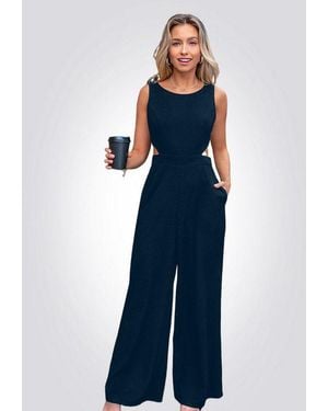 CUPSHE Jumpsuit Aermelloser Jumpsuit Mit Cutout Taille Und Weitem Bein - Blau