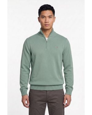 GANT Troyer Casual Cotton Half Zip Mit Grafischer Logostickerei Auf Der Brust - Grün