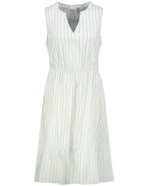 Sublevel Sommerkleid Damen Sommerkleid Aus Baumwolle A-Linien Kleid Mit Volants, Seersucker Optik - Weiß