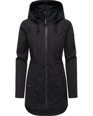Ragwear Kurzmantel Dakkota B Übergangsjacke Wasserdicht Mit Feiner Rillenstruktur - Schwarz