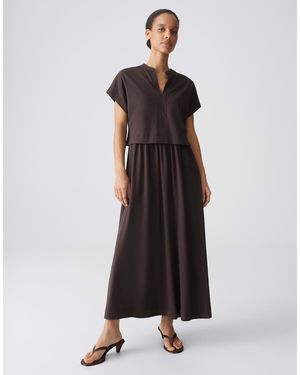 Opus Trägerkleid Werona aus weichem Jersey dezenter Struktur Mit Eingrifftaschen für praktische Alltagslooks - Schwarz
