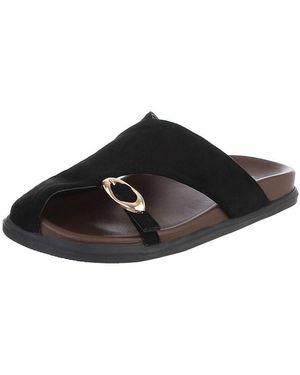 Ital-Design Damen Pantoletten Mit Metallschließe & Komfortsohle Pantolette (91849013) Flach Pantoletten - Schwarz