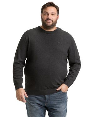 Tom Tailor Strickpullover Mit Logo-Stickerei Große Größen - Schwarz