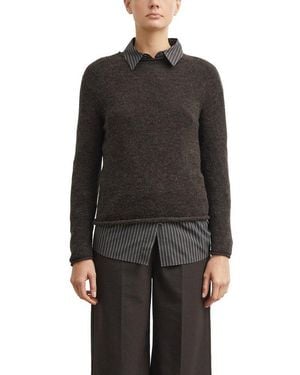 Comma, Strickpullover Schmaler Pullover Aus Alpaka-Wolle-Mix - Schwarz