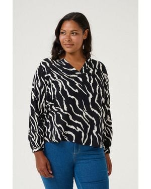 Kaffe Langarmbluse Bluse Langarm Kcmirta Große Größen - Blau