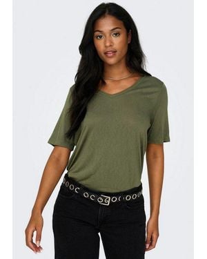 ONLY Kurzarmshirt Onlelise S/S V-Neck Top Jrs Noos - Grün